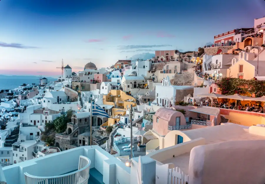White houses and blue domes on Santorini, Greece